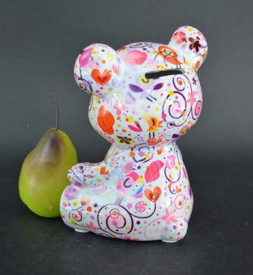 Pomme Pidou M - Spaarpot Teddy Bear Toto, Birds in Love PastelBlue