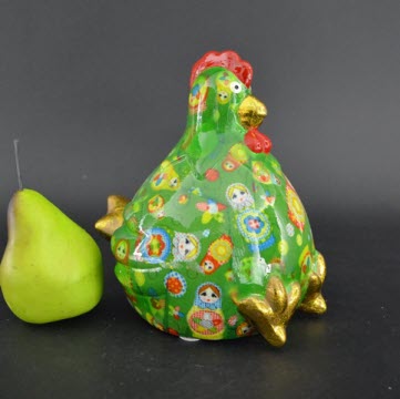 Pomme Pidou M - Spaarpot Chicken Claire, Mad about Green Matryoshkas