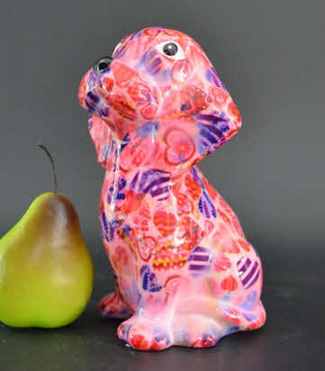 Pomme Pidou M - Spaarpot Beagle Basil, MagicalPink Hearts in Love