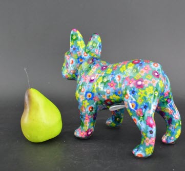 Pomme Pidou M - Spaarpot French Bulldog Jack, Funky Flowers FairyGreen