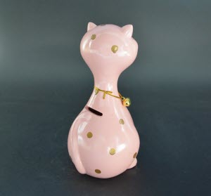 Spaarpot Roze kat met Gouden Ketting
