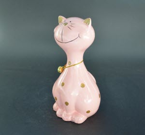 Spaarpot Roze kat met Gouden Ketting