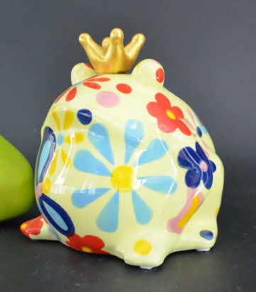 Pomme Pidou M - Spaarpot King Frog Freddy, Blossom Bliss, Yellow