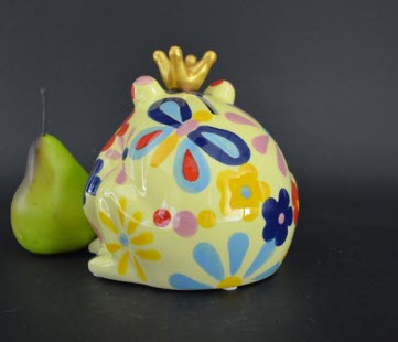 Pomme Pidou M - Spaarpot King Frog Freddy, Blossom Bliss, Yellow