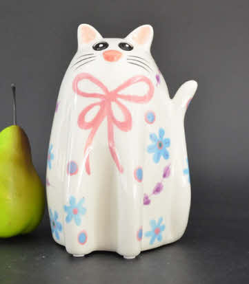 Pomme Pidou M - Spaarpot Cat Cleo, Whisker Whimsey, roze strik