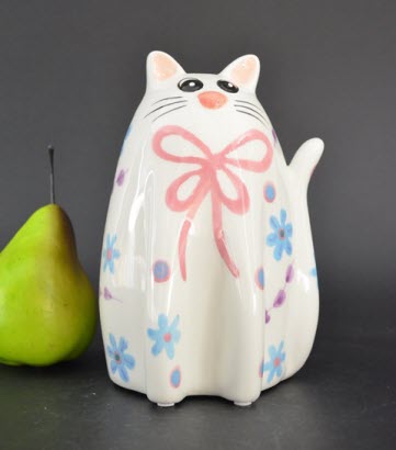 Pomme Pidou M - Spaarpot Cat Cleo, Whisker Whimsey, roze strik