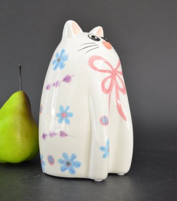 Pomme Pidou M - Spaarpot Cat Cleo, Whisker Whimsey, roze strik