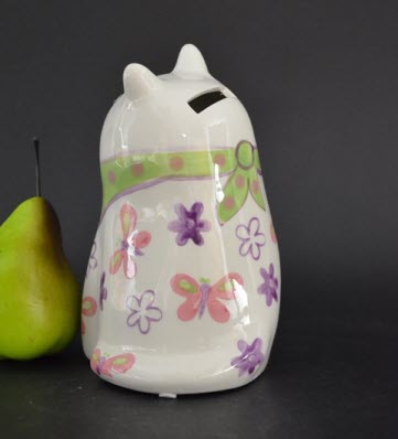 Pomme Pidou M - Spaarpot Cat Cleo, Whisker Whimsey, groene halsdoek