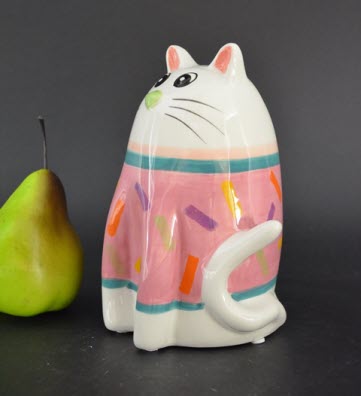 Pomme Pidou M - Spaarpot Cat Cleo, Whisker Whimsey, roze trui