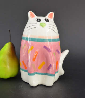 Pomme Pidou M - Spaarpot Cat Cleo, Whisker Whimsey, roze trui