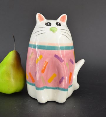 Pomme Pidou M - Spaarpot Cat Cleo, Whisker Whimsey, roze trui