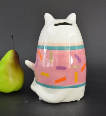 Pomme Pidou M - Spaarpot Cat Cleo, Whisker Whimsey, roze trui